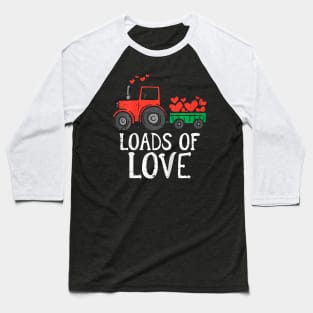 Loads Of Love Tractor Cute Valentines Day Truck Toddler Boys Baseball T-Shirt